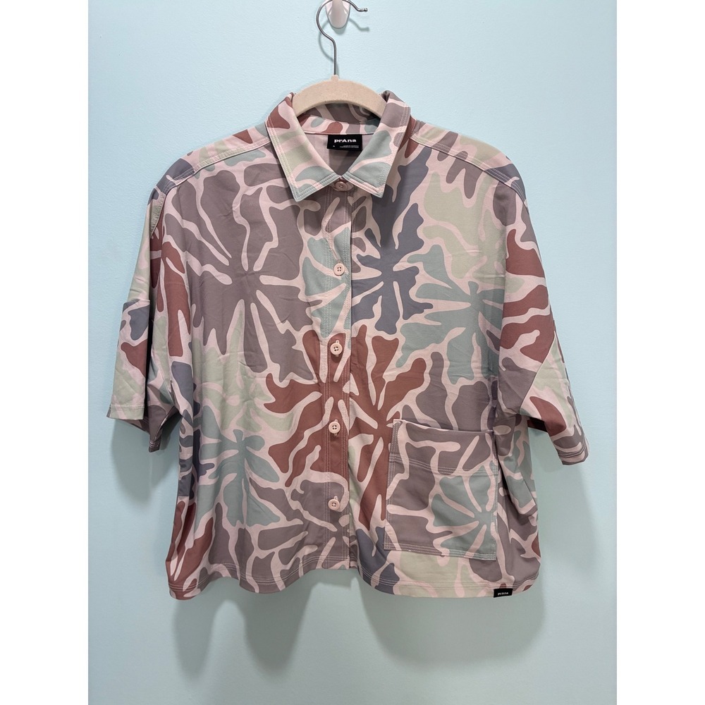 Prana Womens Railay Short Sleeve Button Down Shirt Small